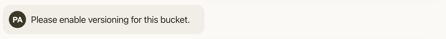 Prompt to enable versioning