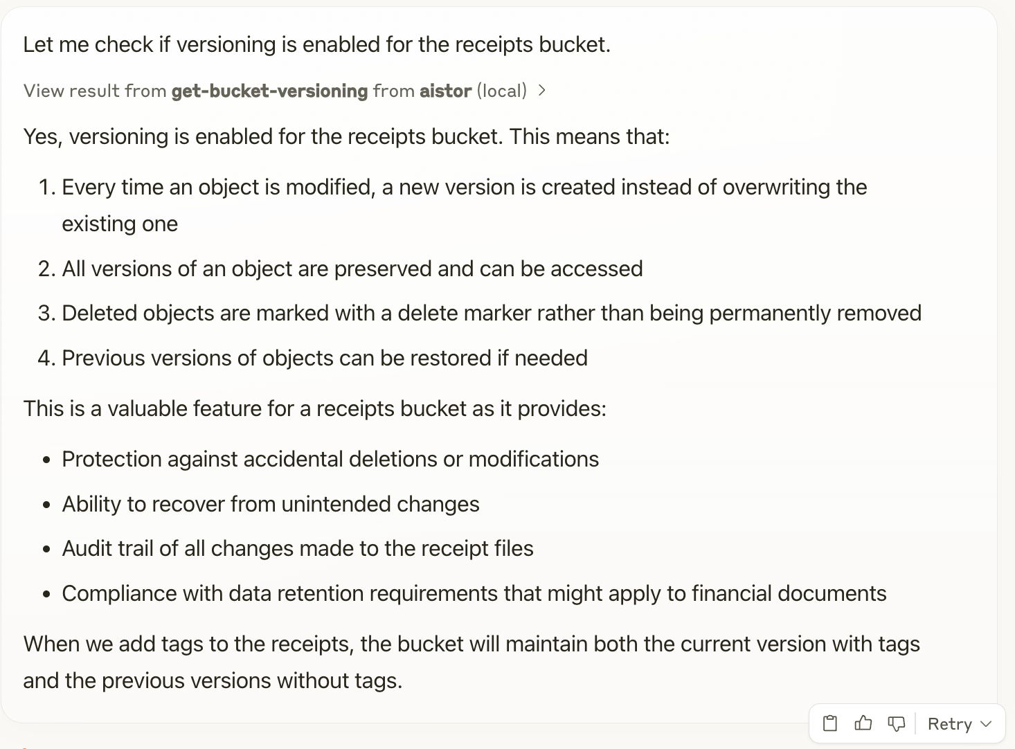 Claude's explanation of versioning