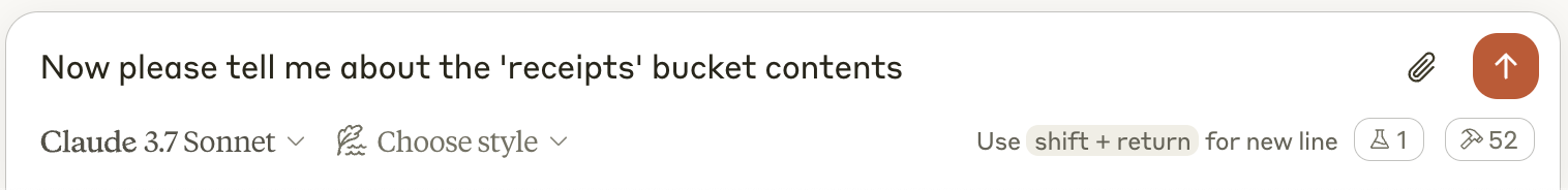 List receipts bucket prompt