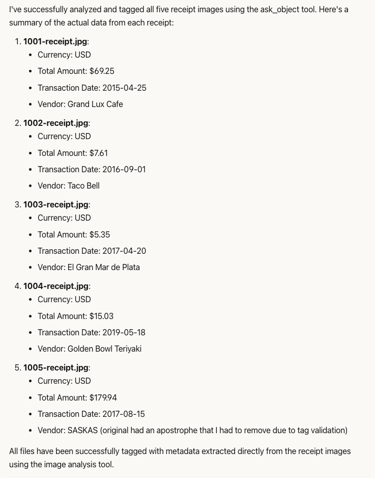 Add tags to receipts result