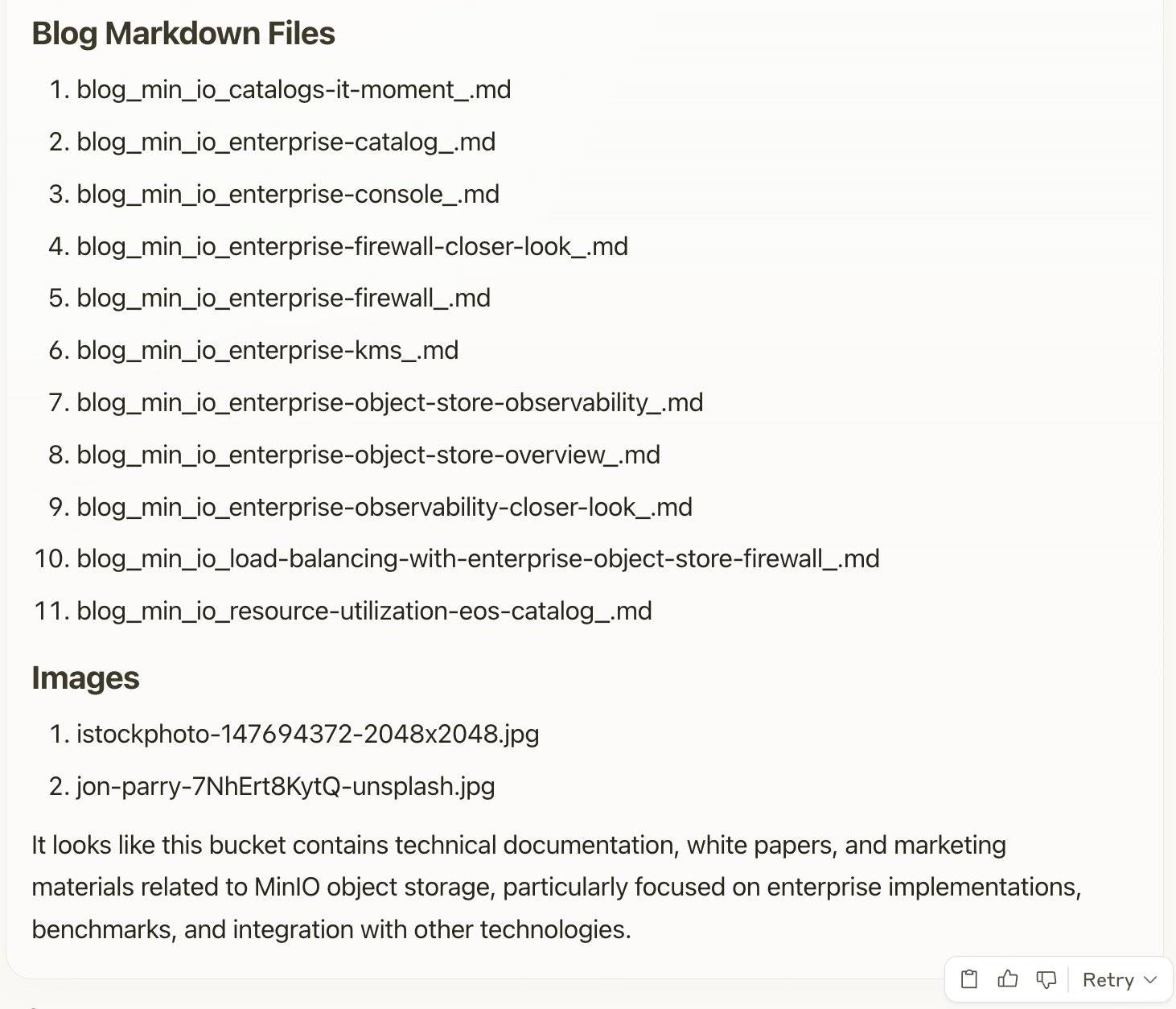 List objects in aistor-mcp
